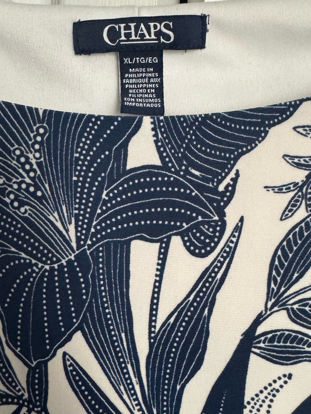 Chaps Navy and White Botanical Print Dress - Picture 4 of 5